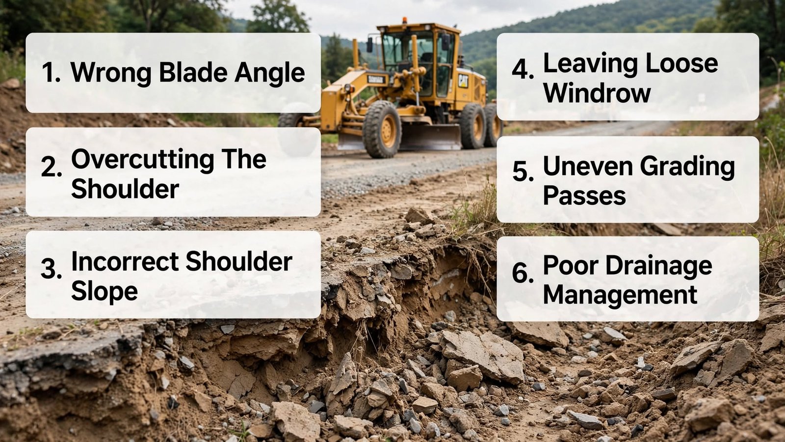 Motor Grader Shoulder Maintenance Mistakes: 6 Errors That Weaken Your Road Edge Motor Grader Shoulder Maintenance Mistakes: 6 Errors That Weaken Your Road Edge