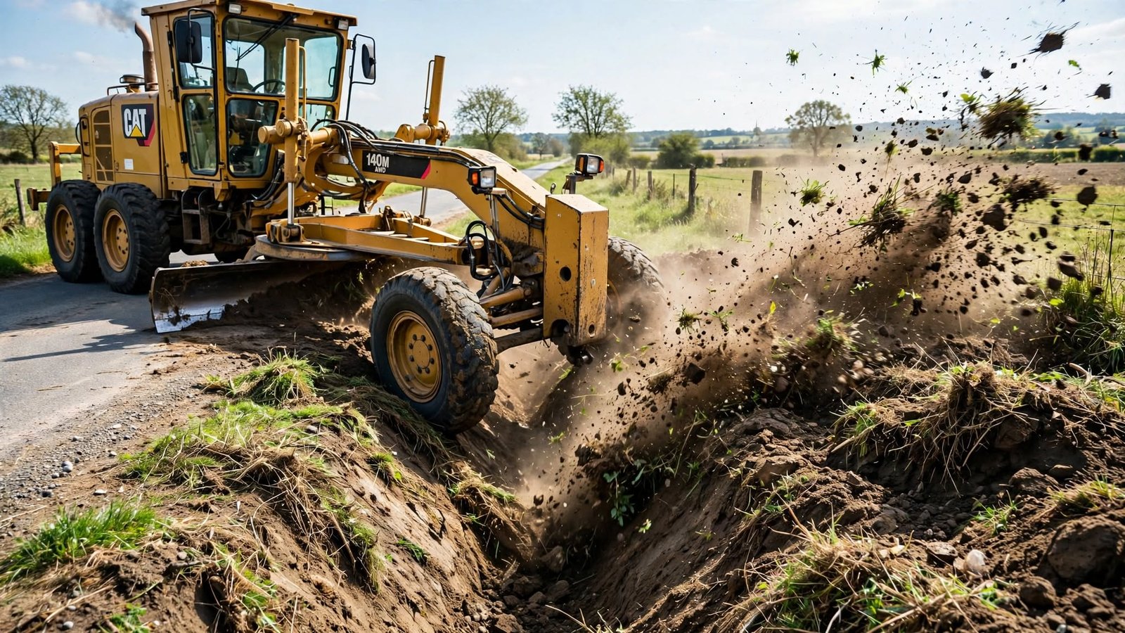 Motor Grader Ditch Cleaning Techniques