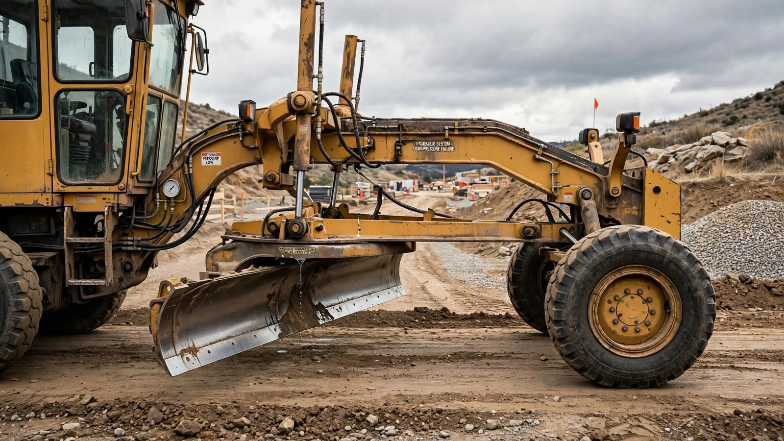 motor grader blade down pressure problems
